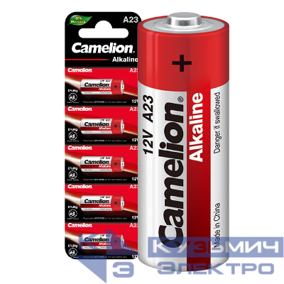 Элемент питания алкалиновый A23/LR23A 12В Mercury Free A23-BP5 для пультов сигнализаций BL-5 (блист.5шт) Camelion 12828