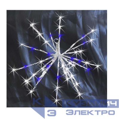 Гирлянда "Еж" 20 LED 10 веток 7.5см и 10см на батарейках 3хАА син./бел. SHLights 4690601043795