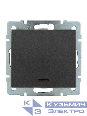 Выключатель 1-кл. Rain с подсветкой механизм матов. черн. графит LEZARD 703-4188-111