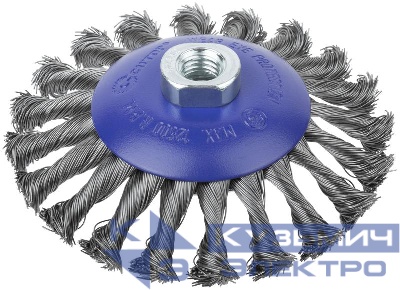 Щетка для УШМ М14 тип "Тарелка" крученая проволока 0.5мм 125мм блист. Profi Cutop 82-907