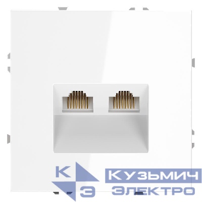 Розетка компьютерная 2-м СП S70 RJ45 + RJ45 кат.6 механизм бел. глянцевый Voltum VLS060201