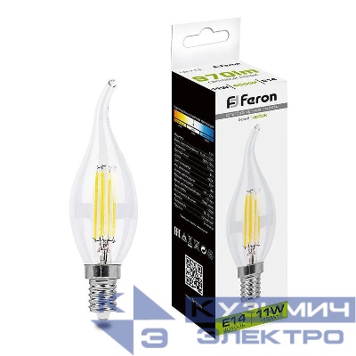 Лампа светодиодная LB-714 11Вт прозрачная 4000К E14 230В FERON 38012