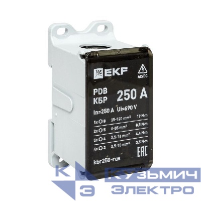 Блок распределительный клеммный КБР 250А EKF kbr250-rus