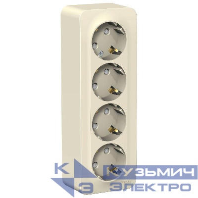 Розетка 4-м ОП Blanca 16А IP20 250В с заземл. защ. шторки с изолир. пластиной молоч. SE BLNRA011412