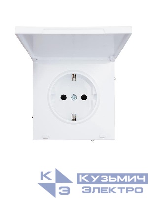 Розетка 1-м СП ZIMA 16А IP44 с заземл. с крышкой ПБТ безвинтовой зажим/клемма механизм бел. LEZARD 704-0288-123BIPCHQC