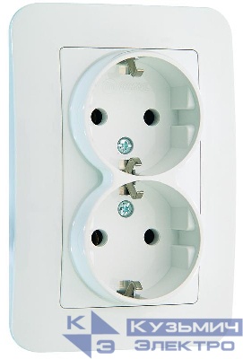 Розетка 2-м СП Lillium N 10А с заземл. бел. Makel 55082