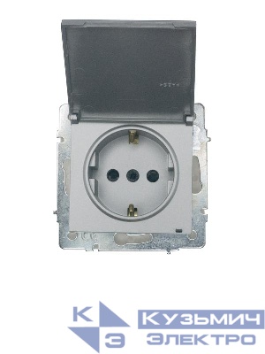 Розетка 1-м СП VESNA 16А IP44 с заземл. с крышкой ПБТ механизм платина LEZARD 742-3588-123BIPCH