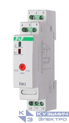 Реле контроля изоляции RKI (для контроля сопротивления изоляции в обмотках электродвигателей монтаж на DIN-рейке 35мм) F&F EА05.003.001