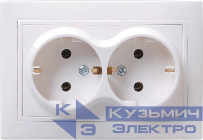 Розетка 2-м СП Кварта РС12-3-КБ 16А IP20 с заземл. без защ. шторок керамика бел. GENERICA ERK21-K01-16-K