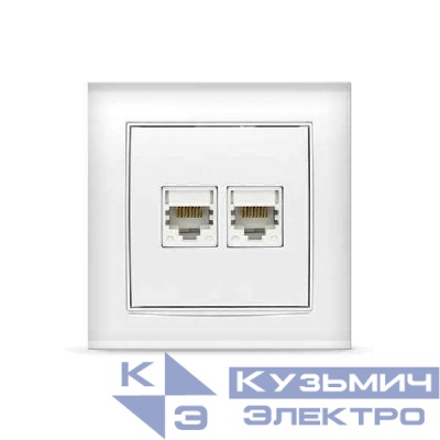 Розетка компьютерная 2-м Бриллиант бел. UNIVersal 1079