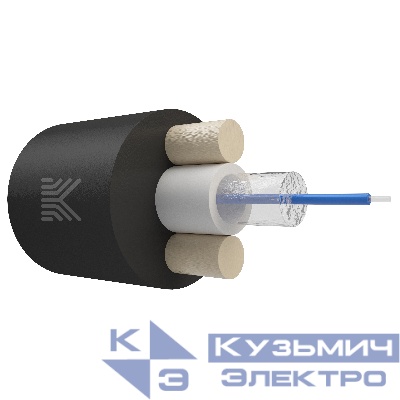 КОСТРОМАКАБЕЛЬ КОС-ОКД-1х657-ТП-1.5кН Дроп-кабель круглый, с центральной трубкой, усилен стеклопрутками, 1 волокно, SM 9/125, G.657.A1, полиэтилен, 1.5 кН