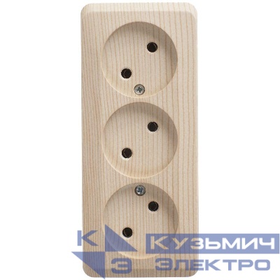 Розетка 3-м ОП Этюд 16А IP20 250В без заземл. без защ. шторок сосна SE PA16-009D