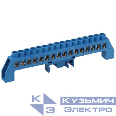 Шина N ноль в комбинированном изоляторе на DIN-рейку ШНИ-8х12-16-Д син. NO-224-114 Эра Б0062973