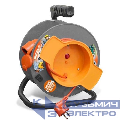 Удлинитель на катушке 1х40м с заземл. 10А IP54 У10-027 ПВС 3х1 термозащита с защ. крышкой UNIVersal 1678