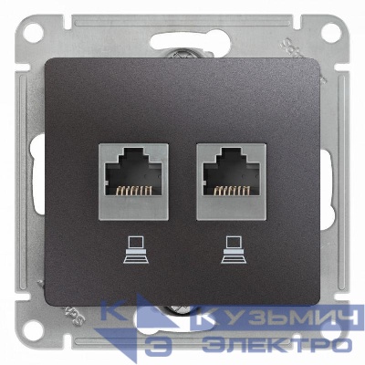 Розетка компьютерная 2-м Glossa RJ45 кат.5E механизм графит SE GSL001385KK