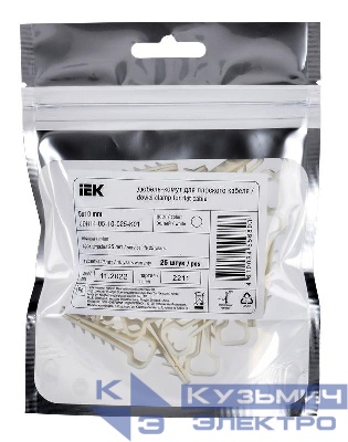 Дюбель-хомут 5х10мм для плоского кабеля нейлон бел. (уп.25шт) IEK UDH14-05-10-025-K01
