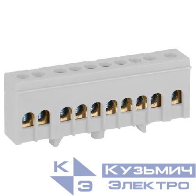 Шина L фаза в изолированном корпусе на DIN-рейку ШНИ-6х9-10-Д сер. NO-224-107 Эра Б0062895