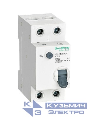 Выключатель автоматический дифференциального тока City9 Set (АВДТ) 1P+N C 25А 6кА 30мА Тип-A 230В SE C9D65625