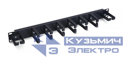 Органайзер кабельный горизонтальный 19дюйм 1U JB08-1U-PR-BK 8 пластиковых колец метал. черн. (RAL9004) Cabeus 10630c
