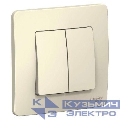 Переключатель проходной 2-кл. СП Blanca 10А IP20 (сх. 6+6) 250В молочн. SE BLNVS106602