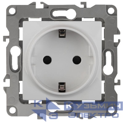 Розетка 1-м СП Эра12 12-2101-01 16А IP20 16AX 250В 2P+E Schuko механизм бел. Эра Б0014675