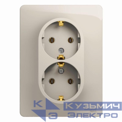 Розетка 2-м СП Glossa 16А IP20 250В с заземл. в сборе молоч. SE GSL000924