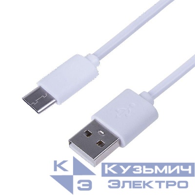 Шнур USB 3.1 type C (male)-USB 2.0 (male) 1м бел. Rexant 18-1881-1