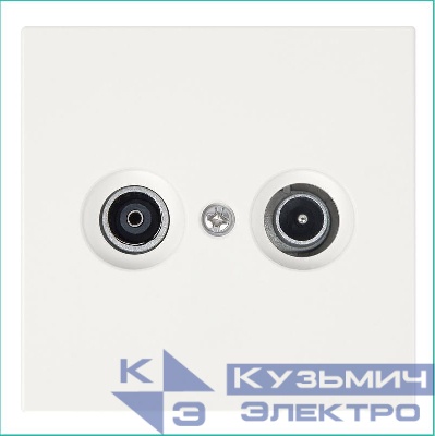 Розетка телевизионная проходная TV + FM 2-м СП FD Ф9.5мм с накладкой механизм сахара Jasmart FD6205SH