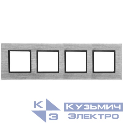 Рамка 4-м 14-5204-41 металл Elegance сталь+антрацит ЭРА Б0034563