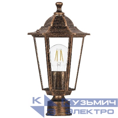 Светильник 6203/PL6203 100Вт E27 230В садово-парковый на столб черн. зол. FERON 11139