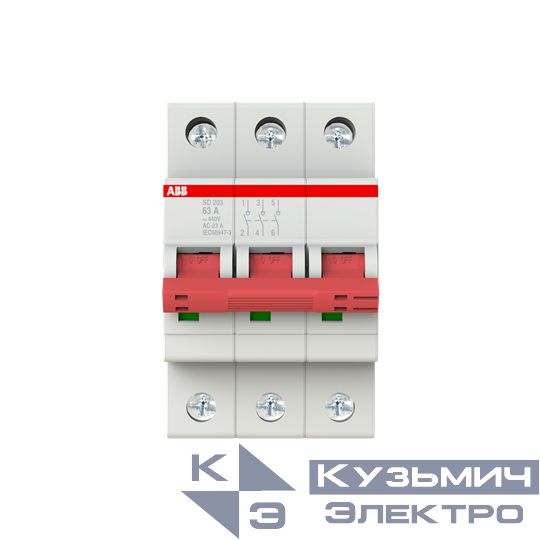 Рубильник 3п SD203/63 рычаг крас. ABB 2CDD283101R0063