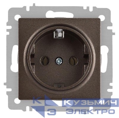 Розетка 1-м СП Accent 6-202-08 16А IP20 250В 2P+E Schuko бронза Intro Б0063699