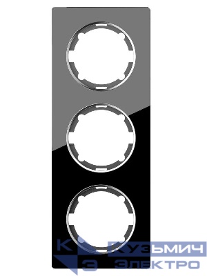 Рамка 3-м Garda вертикал. стеклянная чер. 2E52311303 OneKeyElectro 2234951