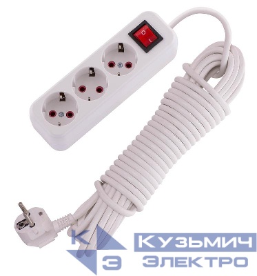 Удлинитель 3х10м с заземл. 16А IP20 Lila с выкл. LEZARD 720-0310-302