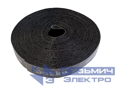 Лента-липучка многоразовая 20мм*10м, с насечками для отрыва (каждые 2 см), черная NETKO Optima