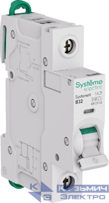 Выключатель автоматический 1п B 32А 6кА Systeme9 230В SE S9F21132