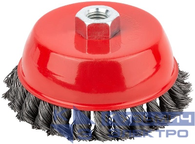 Корщетка чашечная гайка М14 стальная витая проволока 125мм КУРС 39044