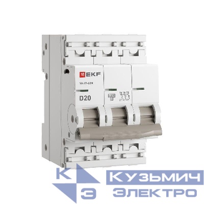 Выключатель автоматический 3п D 20А 4.5кА ВА 47-63N PROxima EKF M634320D