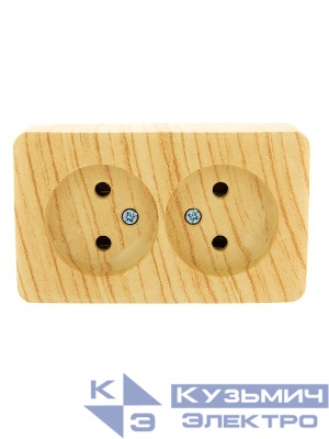 Розетка 2-м ОП Viola 16А IP20 без заземл. беленый дуб LEZARD 751-5200-128