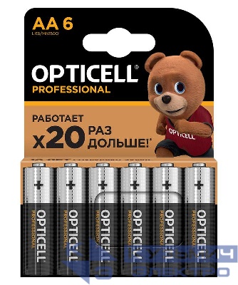 Элемент питания алкалиновый AA/LR6 (блист. 6шт) Professional Opticell 5052003