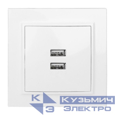 Розетка USB 2-м СП Минск 2.1А бел. EKF ERR-2USB-100