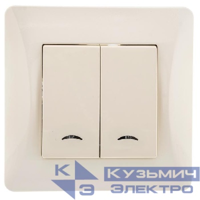 Выключатель 2-кл. СП Ugra 10А 250В с индикацией механизм беж. GUSI С11В28-003