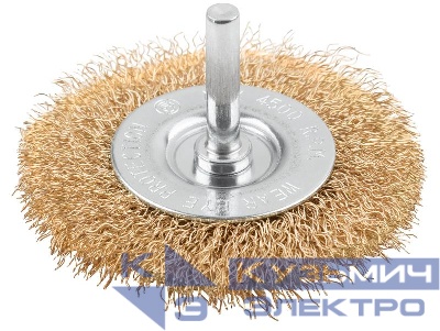 Щетка для дрели тип "Плоская" латун. витая проволока 0.3мм 75мм блист. Profi Cutop 82-916