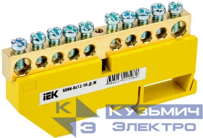Шина PE "земля" на DIN-изол. ШНИ-8х12-10-Д-Ж IEK YNN10-812-10D-K05