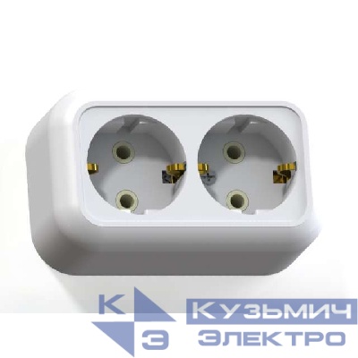 Розетка 2-м ОП Валентина РА16-826 16А IP20 с заземл. бел. Кунцево 5418