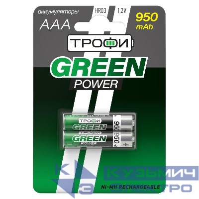 Аккумулятор AAA/HR03 950мА.ч HR03-2BL (блист.2шт) Трофи C0032097