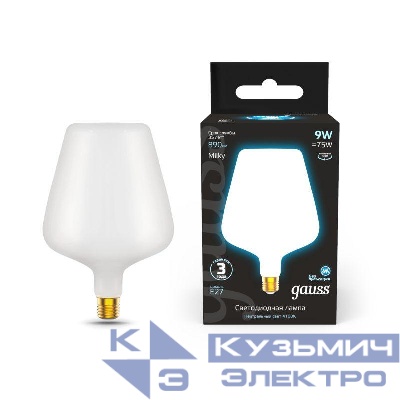 Лампа светодиодная филаментная Black Filament 9Вт V160 матовая 4100К нейтр. бел. E27 890лм GAUSS 1016802209