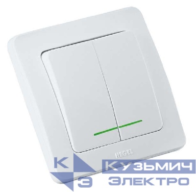 Выключатель 2-кл. СП Мастер 10А IP20 250В с индикацией бел. HEGEL ВС10-352