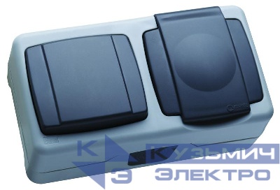 Выключатель 1-кл. + розетка IP44 с крышкой с пружинным зажимом Makel 37064207