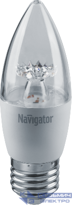 Лампа светодиодная 71 851 NLL-C37-7-230-4K-E27-CL 7Вт свеча 4000К нейтр. бел. E27 525лм 230В Navigator 71851